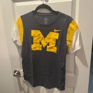 Nike Navy and Yellow Michigan T-Shirt